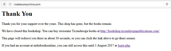 The end of an era: Indiebooksonline has closed
